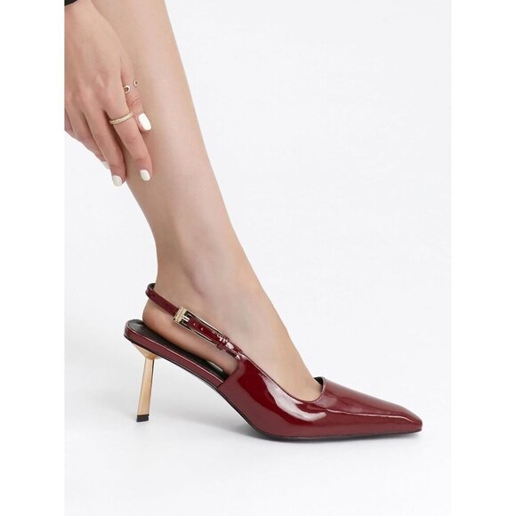 Slingback Heels for Women Closed Toe 3.5 in Kitten Heels Women - Picture 4 of 7